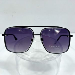⭐️TAHARI💯MENS MATT BLACK METAL SUNGLASSES, UNIQUE LENSES & FADING PURPLE COLOR
